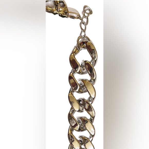 Double sided Antique Sliver 3D Sabertooth Tiger Skull Large Chain Link Bracelet - Picture 13 of 15